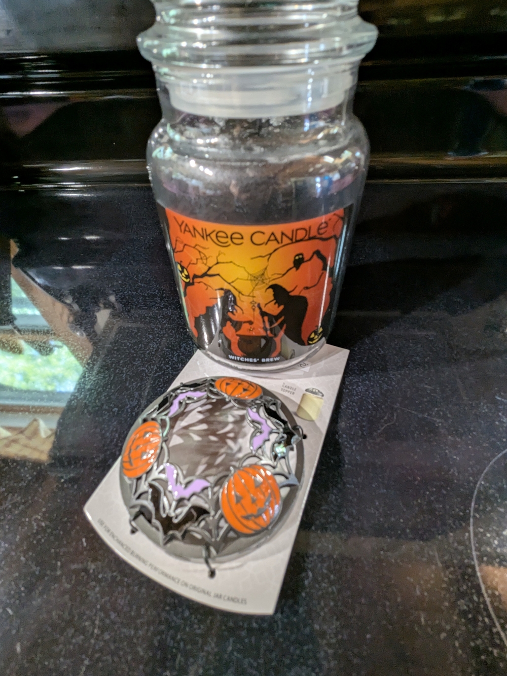 Yankee Candle Halloween Witches' Brew Jar Candle Orange & Black w/ Illuma Lid
